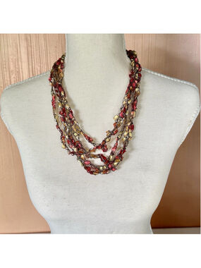 Handmade Crocheted Trellis Necklaces Multicolor Flair (x2)